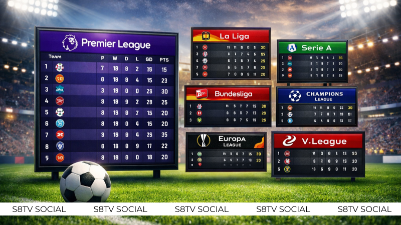 Bảng Xếp Hạng Bóng Đá Theo Từng Giải Đấu